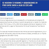 Se hicieron 73 fusiones y adquisiciones en Per entre enero a julio de este ao